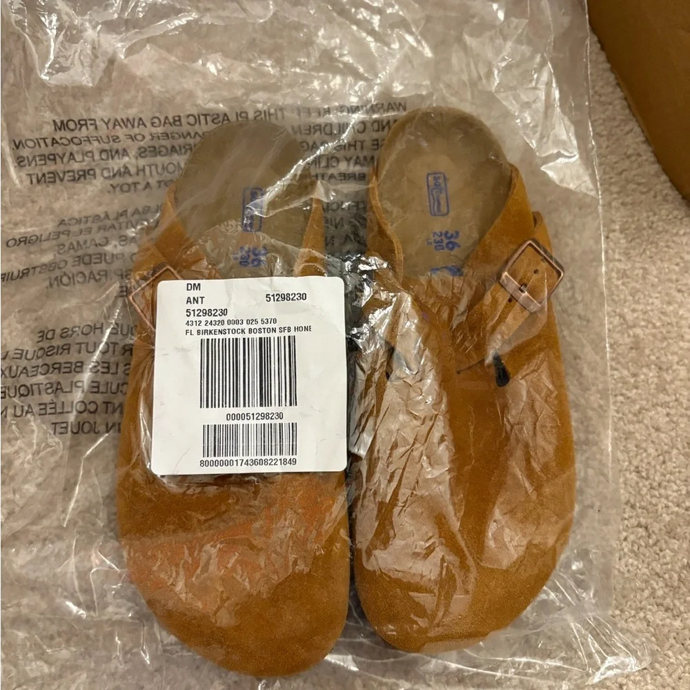 Birkenstock Boston Soft Footbed Clog Suede Shoes Honey Mink EU 36 US 5 5.5 - Picture 2 of 9